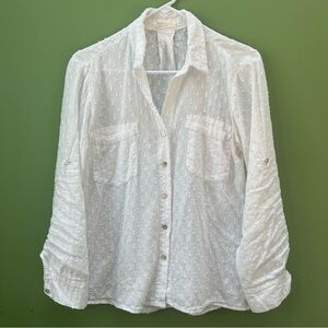 JUST LIVING White Button-Up Blouse